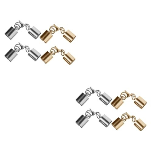 KALLORY 2 Sätze Schnalle Aus Lederband Armbandverschlüsse Schmuck Halsketten Armaturen Charm-verbindungsstücke Für Halskette Rostfreier Stahl 4 Stück * 2 von KALLORY
