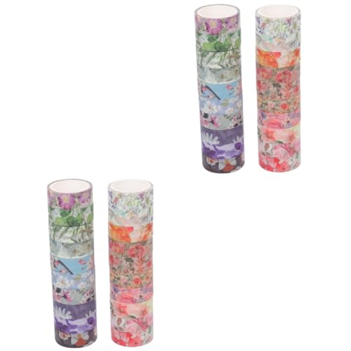 KALLORY 2 Sätze Washi-tape-set Handwerk Blumenband Dekorative Aufkleber Rosa Natur Pastell Dekorative Bänder Washi-tapes Scrapbooking-klebeband Flüsterpapier 20 Rollen * 2 von KALLORY