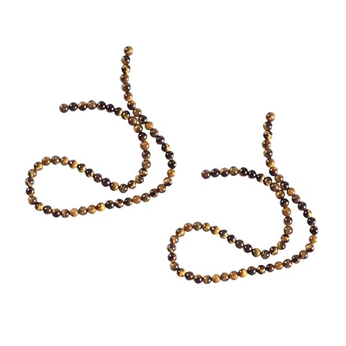 KALLORY 2 Saiten Tiger Augensteinperlen Dekorative Lose Perlen Tigerauge Steine Perlen Zur Herstellung Von Armbändern Armbandzubehör Schmuckzubehör Armband Steinperlen Halskette Lose Perle von KALLORY