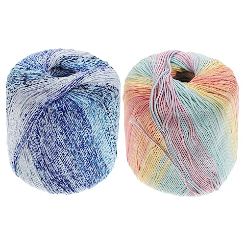 KALLORY 2 Stück Baumwollfaden Handgestrickte Bastelmaschengarne Zum Stricken Grundlegendes Deckengarn DIY Grob Mehrfarbig Weiß Anfänger Flauschiges Wollgarn DIY Wolle Bunt von KALLORY