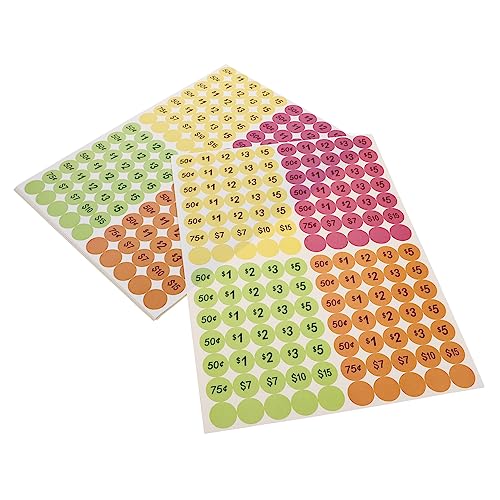 KALLORY 20 Blatt Bunte Preisaufkleber Verkaufsaufkleber Aufkleber Masse Aufkleberpapier Flohmarkt-preisaufkleber Kreatives Preisschild Warenpreisaufkleber Beschichtetes Papier Colorful von KALLORY