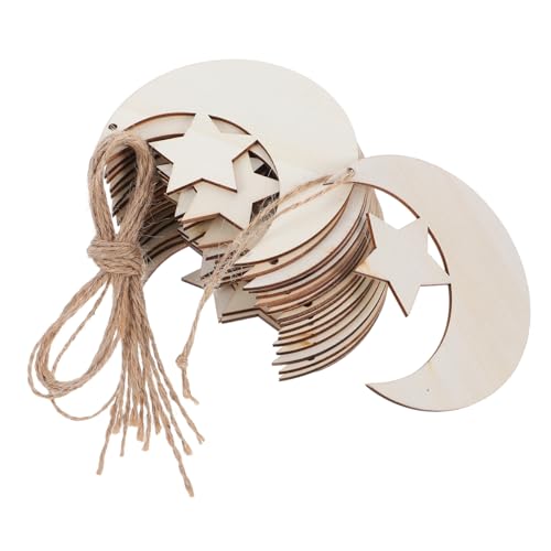 KALLORY 20 Holzformen Unbehandelte Holzscheiben Mond Und Sternornamente DIY Bastelanhänger Blanke Holzstücke Unbehandelte Holzverzierungen Mit Seil Für Babyparty Dekoration KALLORY 20 Holzformen Unbehandelte Holzscheiben Mond Und Sternornamente DIY Bastelanhänger Blanke Holzstücke Unbehandelte Holzverzierungen Mit Seil Für Babyparty Dekoration von KALLORY