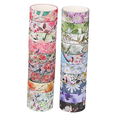 KALLORY 20 Rollen Washi-Tape-Set ästhetisch Scrapbook-Papier Sammelalbum Blumen- Aufkleber Buchalbum Klebeband Zubehör für Sammelalben Scrapbook-Zubehör Journaling Tape Fotoalbumband Grün von KALLORY