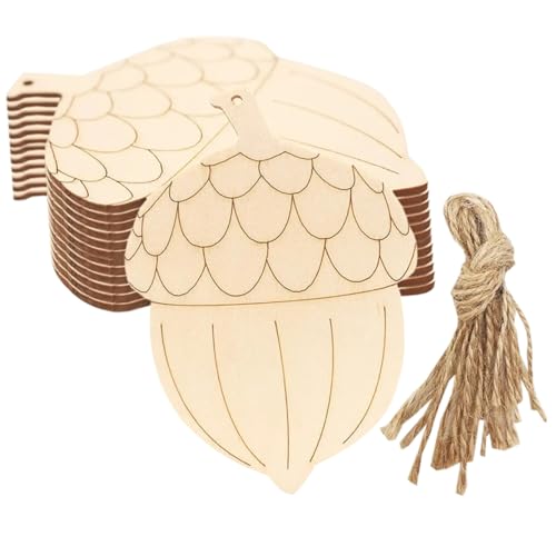 KALLORY 20 Stück Blank Pine Cone Holzschild Leer Ornament Baum Dekorationen Hängend Basteln Tannenzapfen- Kiefer Weihnachten Weihnachtsbäume Weihnachtsdekoration Etiketten Holzspan von KALLORY