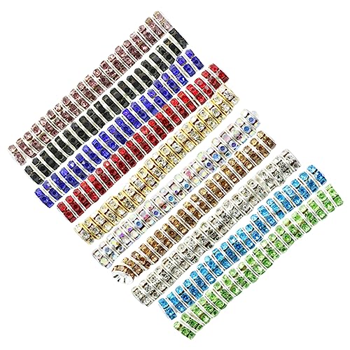 KALLORY 200 Stück Farbige Abstandsperlen mit flachem Rand Spacer klein Anhänger glasperlen schmuckherstellung Perlen für Schmuckhersteller Perlen für die Herstellung von Armbändern von KALLORY