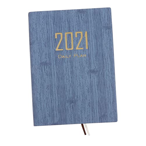 KALLORY 2021 Zeitmanagementplan Praktisches Zeitplan Notizbuch Notizblock Desktop Kalenderbuch Planer Notizkalender Notizbuch Planungsbuch Zeitplanbuch Blaues Pu Leder von KALLORY