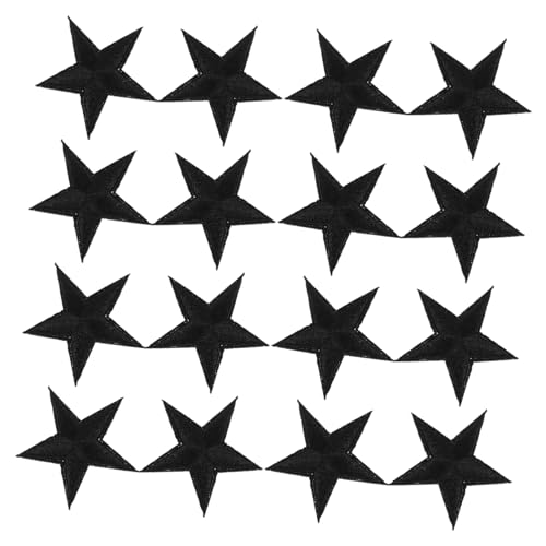 KALLORY 24 Stück Pentagramm-patch Sternstoffflecken Sternflicken Aufbügeln Kleine Flicken Zum Aufbügeln Aufnäher Mit Sternstickerei Sterne-kleidungsflecken Nähwerksträger Black Polyester von KALLORY
