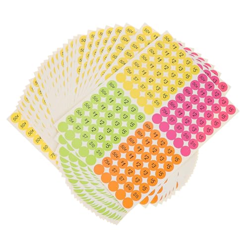 KALLORY 25 Blatt Preisaufkleber selbstklebendes Etikett Etikettenpapier entfernbare Etiketten Aufkleber Beschriftungen Einzelhandelsaufkleber bunte Preisschilder Preisschildpapier von KALLORY