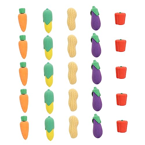 KALLORY 25 Stück Gemüse Radiergummis Lustige Radierer für Kleinkinder Adorable Design mit Verschiedenen Gemüseformen Chili Mais von KALLORY