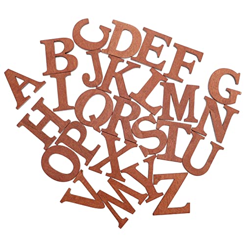 KALLORY 26 Stück Braune Holzbuchstaben für Alphabet Dekorationen klein Briefe scrapbbok wandverkleidung dekoration party Tischdekoration kreativer brief Holzausschnitt Dekoration Coffee von KALLORY