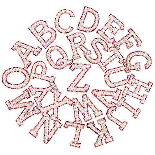 KALLORY 26Stücke Teiliges Bling Alphabet Patch Hochwertige Stoffaufnäher Für Nähprojekte Wasserabweisend Zur Individuellen Dekoration Von Kleidung Und Accessoires von KALLORY