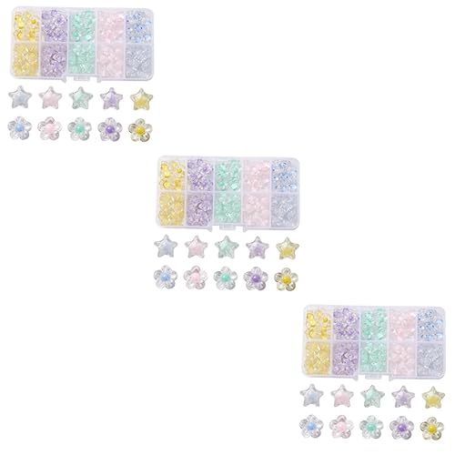 KALLORY 3 Boxen Pentagramm-Perlen süße Perlen Reiz Zahlenperlen Blau DIY-Perlen DIY Blumenperlen geformte Perlen Blumenperlen für die Schmuckherstellung Acryl von KALLORY