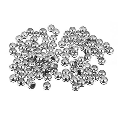 KALLORY 3 Sätze Durchgangs Perlen Halskette Perlen Edelstahlkügelchen Bracelet Beads Freundschaftsarmbänder Diy-perlen Perle Für Die Herstellung Von Armbändern Silver 100 Stück * 3 von KALLORY