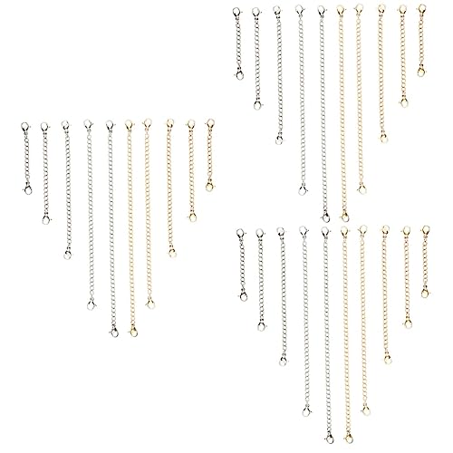 KALLORY 3 Sätze Halskettenverlängerung Schmuck Ketten Für Halsketten Gold Extender Schlüssel Kettenkette Mehrere Kette Masse Halskette Verlängerungskette Rostfreier Stahl 10 Stück * 3 von KALLORY
