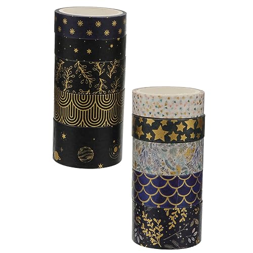 KALLORY 3 Sätze Heißpräge-washi-tape Papier Scrapbook-bänder Sammelalbum Journaling Farbig Wickelband Diy Klebeband Musterband Diy Crafts Tape Klebebänder Bastelband Schwarz 20 Rollen * 3 von KALLORY