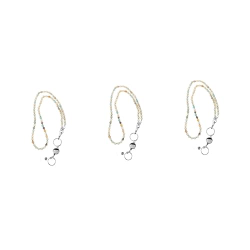 KALLORY 3 Sätze Id-lanyard-halskette Nacken Abzeichen Reiz Perlen-id-lanyard Schlüssel Inhaber Von Angestellten Kartenkarten Lanyards Für Ausweise Für Damen Gefrostete Glasperlen von KALLORY