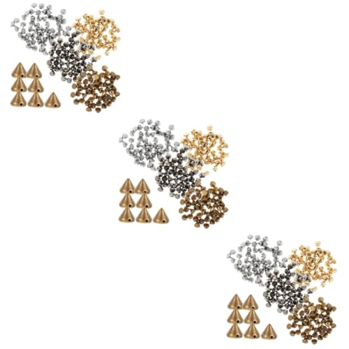 KALLORY 3 Sätze Kleidungszubehör Spikes Basteln Gothic Nähen Gespickt Niete Für Kleidung Taschennieten Selber Machen Spitze Für Handwerk Nietbolzen Kleidungsstollen Legierung 200 Stück * 3 von KALLORY