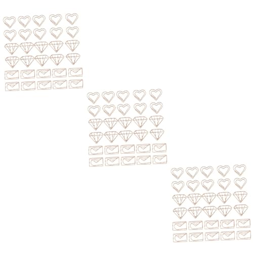 KALLORY 3 Sätze Lesezeichen Büroklammer Standard Jumbo-büroklammern Sortiert Schule Dekorativ Hochzeit Büroklammern Papierclips Kreative Büroklammern Metall Golden 30 Stück * 3 von KALLORY