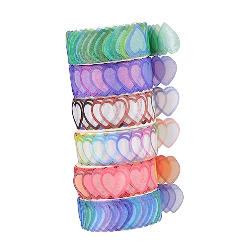 KALLORY 3 Sätze Papierbandaufkleber Schrottband Herzen Form Weiß Ausschnitte Klebeband Für Scrapbooking Herz-washi-tape Sammelalbum Dekorative Abdeckbänder Vintage Washi Tape 6 Rollen * 3 von KALLORY