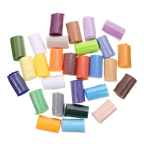 KALLORY 30 Rollen Sticked Garnset Haken Teppich Häkelgarn Vorgeschnittenes Teppichgarn Material vorgeschnittenes Gobelingarn Häkelstrickgarn Garnfäden Garn häkeln Strickset Polyester von KALLORY