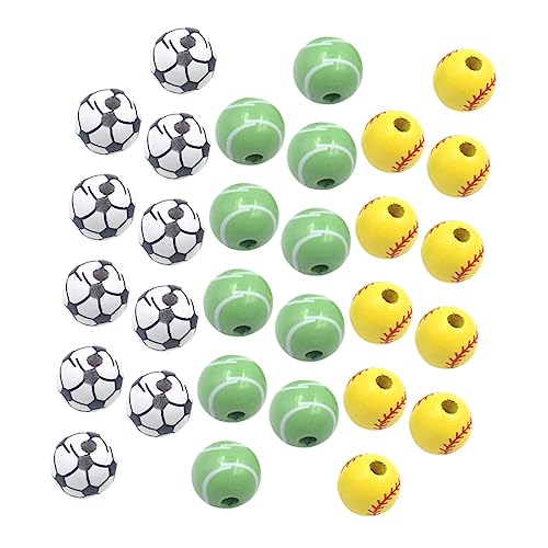 KALLORY 30 Stück Farbige Holzperlen Anhänger für die Schmuckherstellung Perlen für die Herstellung von Armbändern runden Perlen für Schmuckhersteller Volleyballperlen Halskette Holzperlen von KALLORY