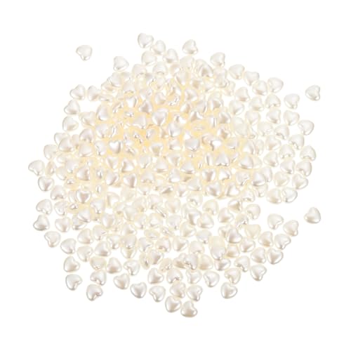 KALLORY 300 Stück DIY zubehör Reiz geformt Herstellung Knotenherzzauber Schüttgutbringer Liebe Design-Anhänger herzförmige Perlen Simulation Liebesperlen Schmuck Perlen machen Abs Weiß von KALLORY