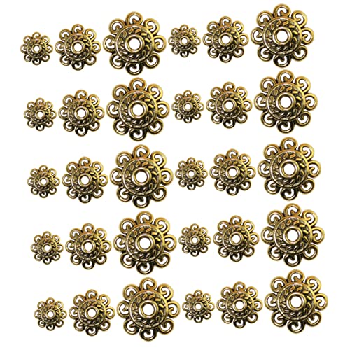 KALLORY 300 Stück Teppichzubehör Ende Herstellung Spacer Reiz Für Abstandsperlenkappen Blume Abstandshalter Schmuck Mädchen Bastelset Puppenzubehör Basteln Perlenendkappen Golden Legierung von KALLORY
