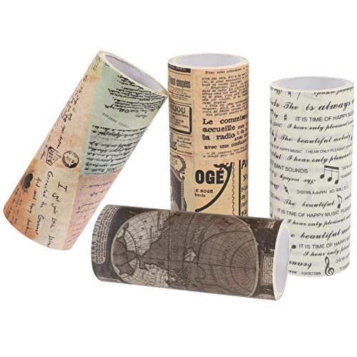KALLORY 4 Rollen Zeitungsband Sammelalbum farbig für dekoratives Klebeband Kunsthandwerk Washi Tapes zum Basteln Washi-Tape-Aufkleber dekorative Washi-Klebebänder DIY-Bänder Flüsterpapier von KALLORY