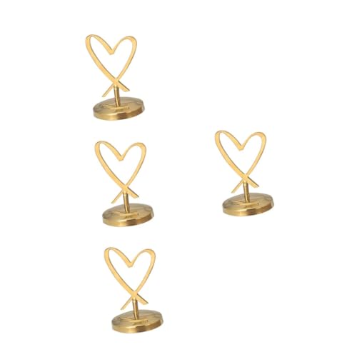 KALLORY 4 Stck. Menü-Fotoordner Gold Hochzeit geformt Bildhalter für Tische Bildhalter für Schreibtisch büro dekoration office decoration Restaurant-Menü-Clip Memo-Klemme Fotoclip Metall von KALLORY