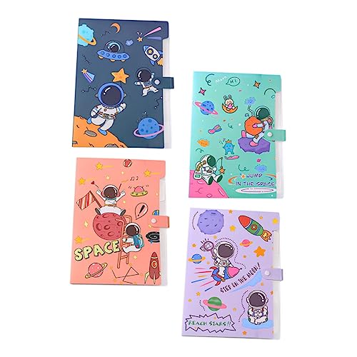 KALLORY 4 Stück Astronauten-Organtasche ordner aktenkarton Aktentasche Tasche für Dokument Aufbewahrungskoffer für Akten Cartoon-Muster-Dateihalter Dokumenttasche pp von KALLORY