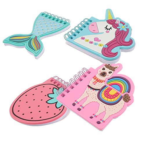 KALLORY 4 Stück Pocket Notizbuch mit Cartoon Design Spiralbindung Kleines Notizheft für Notizen Tagebuch und Memos für Büro Schule und Zuhause Zufälliger Stil von KALLORY