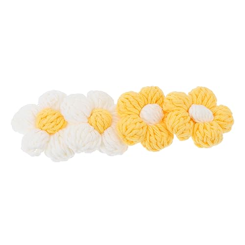 KALLORY 4 Stück Schmuckzubehör Patch Indoor Nähapplikation Zubehör Häkelblumen Verzierungen Chenille Handgefertigte Nähdekorationen Gänseblümchenblume Für Applikationen Stickform Stoff von KALLORY