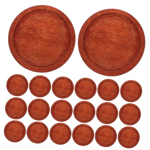 KALLORY 40 Stück Holzbodenhalterung Größe dekorativ runder Cabochon-Sockel Kunsthandwerk retro Schmuckschale leere Anhängerschalen Basen Anhänger Tabletts runder Bastelsockel Bambus Kaffee von KALLORY