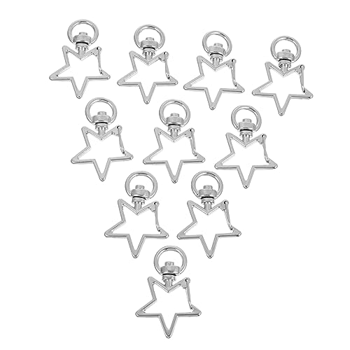 KALLORY 40 Stück Karabinerhaken für den Schlüsselring Stern schwenken schnappt schnappen lang gebogen schmuck machen keyring Karabinerhaken mit Schlüsselringen DIY liefert Legierung Silver von KALLORY
