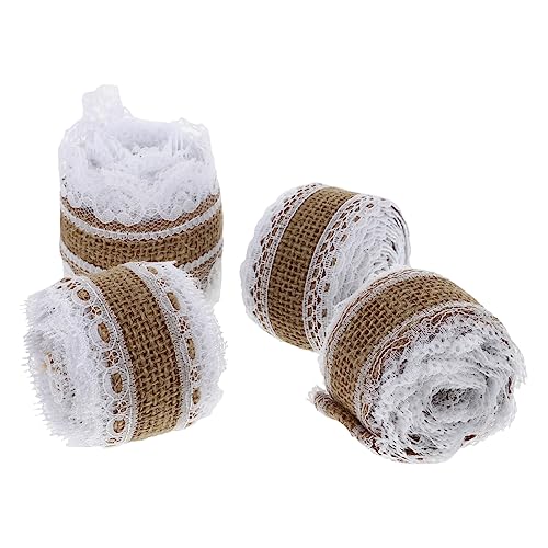 KALLORY 4Rollen Dekoratives Spitzenband Jute À Für DIY Nähmaterial Und Geschenkverpackungen Hochzeiten Und Weihnachtsdekoration Elegant Und Leicht KALLORY 4Rollen Dekoratives Spitzenband Jute À Für DIY Nähmaterial Und Geschenkverpackungen Hochzeiten Und Weihnachtsdekoration Elegant Und Leicht von KALLORY