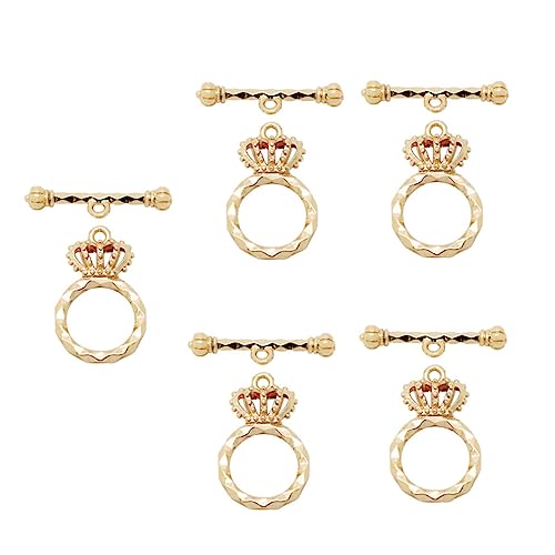 KALLORY 5 Sätze -Taste armbandverschluss schmuckherstellung Schmuckteile Schmuckbastelbedarf für Schließe Halskettenverbinder selber machen T-Bar-Verschlüsse Anschlüsse Metall Golden von KALLORY