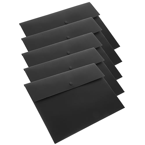 KALLORY 5 Stück A4 Aktentasche Taschen Umschlagordner Aufbewahrungstasche Aktenregal Ordner Löschen Umschlagtasche Hängemappen Ordner Für Papierkram Büroordner Papierclip Beutel Abs Black von KALLORY