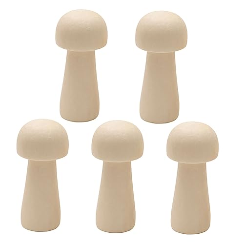 KALLORY 5 Stück Holzgraffiti -Pilzkopf Pilz Zeug unvollendet Pilze kleiner Pilzkopf aus Holz Graffiti DIY Pilzköpfe Bastelspielzeug für Zeichenspielzeug aus Holz von KALLORY