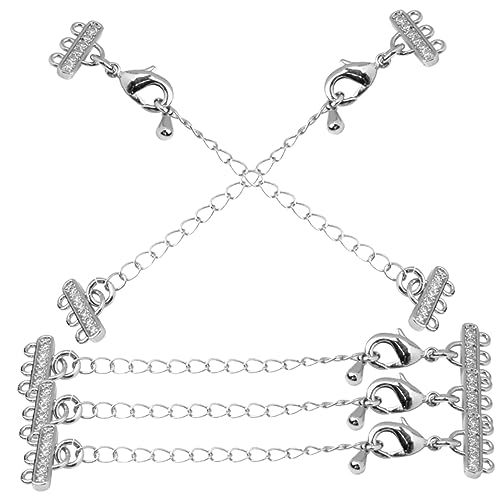 KALLORY 5 Stück Perlen Halskette mit Schlangenkette Gestell Kettenständer schmuckherstellung schmuck machen Halskette Kettenverlängerung mehrschichtiger Halskettenverschluss Kupfer Silver von KALLORY