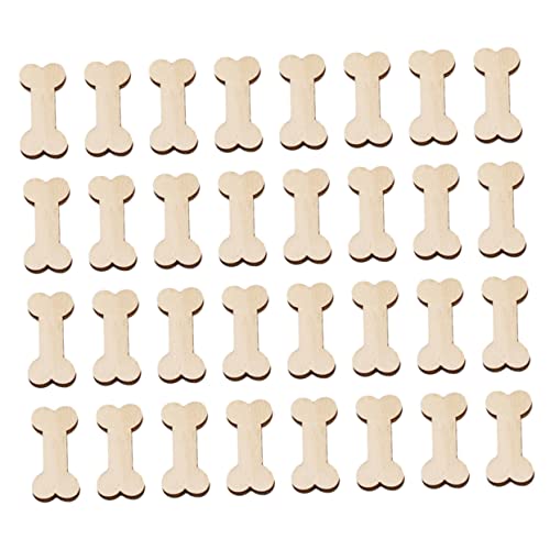 KALLORY 50 Stück Holzchip Dekorative Ornamente Knochen Handwerk Pfote Geformt Hundeverzierung Hausdekoration Dekorationen Wohnkultur Klein Heimdekoration Holz von KALLORY