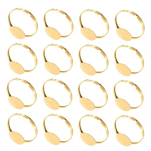 KALLORY 50 Stück Verstellbare Ringrohlinge DIY Schmuckherstellungszubehör Mit Flachem Pad – Runde Ringfassungen Für Bastelprojekte Weihnachtsgeschenk von KALLORY