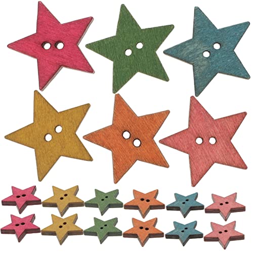 KALLORY 50Stücke Hölzerne Knöpfe Sternform Retro DIY Handwerksknöpfe mit Löchern für Nähprojekte Dekoration und Bastelarbeiten KALLORY 50Stücke Hölzerne Knöpfe Sternform Retro DIY Handwerksknöpfe mit Löchern für Nähprojekte Dekoration und Bastelarbeiten von KALLORY