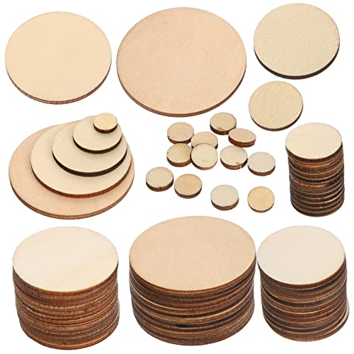 KALLORY 525 Stück Holzchipmodellmaterial leere Untersetzer runden Leerzeichen Handwerk klein Holzausschnitte einkreisen Holz Kreis unfertige Holzscheiben unfertige runde Holzscheibe Muhe von KALLORY