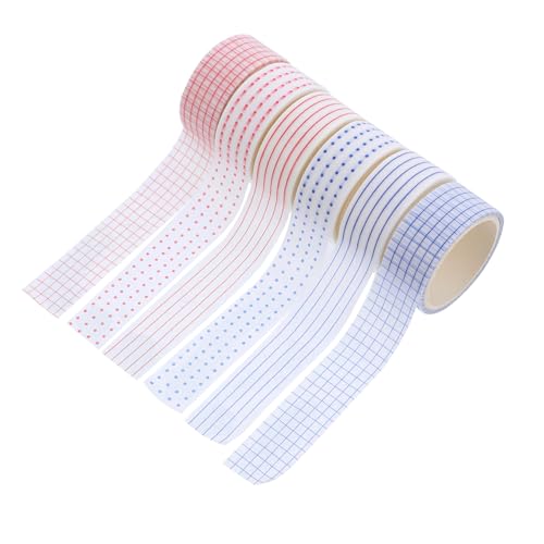 KALLORY 6 Rollen Washi-tape Band Glänzend Aufkleber Größe Rosa Farbig Ästhetisch Muster Basteln Schreibtisch Farbe Bunt Dekoration Schmucklos Retro Mehrere Geschenkbänder Diy-bänder Papier von KALLORY