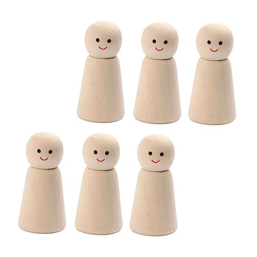 KALLORY 6 Stück Puppen Graffiti Puppe DIY Steckpuppen Unvollendete Mini Steckpuppen Unvollendete Puppen Ornamentspielzeug Für Kleinkinder Malpuppen Unbemalte Puppe Handbemalte von KALLORY