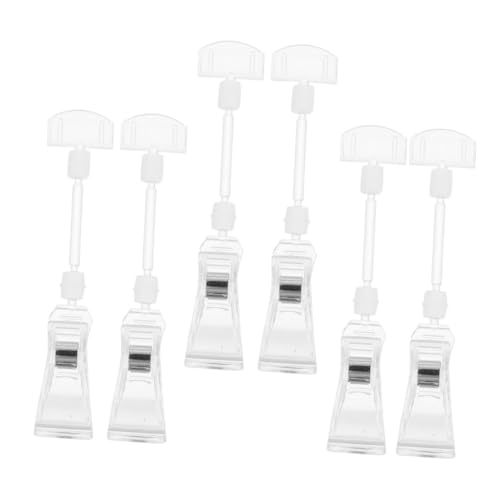 KALLORY 6 Stück Regalclip Werbeclip für Einkaufszentren Etikettenhalter-Display Supermarkt-Etikettenclips ansteckbare Schilderhalter Etikettencliphalter transparentes neues Material von KALLORY