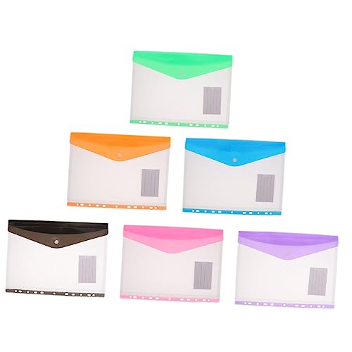 KALLORY 6 Stück Transparente Ordnertasche Notizbücher A4 Ordnertaschen Aktenkästen Ordner für die Schule büromaterial office supplies Aktenaufbewahrungstaschen Aktentaschen mit Druckknopf von KALLORY