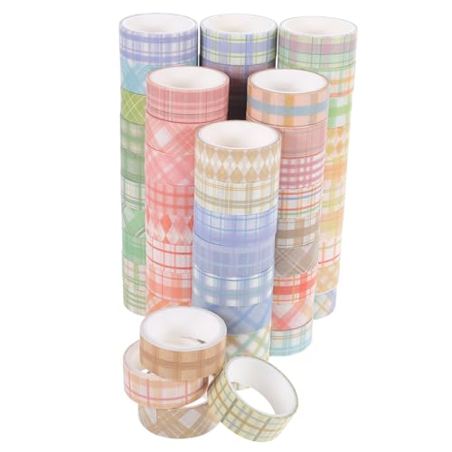 KALLORY 60 Rollen Kariertes Washi Tape Farbband Dekorativ Klebeband Für Scrapbooking Aufkleberpapier Aufkleber Für Basteln Dünn Ästhetisch Scrapbook-aufkleber Farbig Japanisches Papier von KALLORY