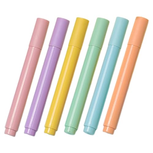 KALLORY 6Stücke Pastell Textmarker Leuchtende für Rutschfeste Marker ohne Auslaufen für Notizen Journals und Bürobedarf Praktische Kunstmarker von KALLORY