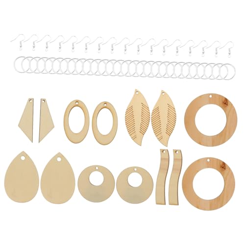 KALLORY 70 Stück DIY -Ohrring -Materialbeutel Leerzeichen Haken unvollendet Ergebnisse holzperlen schmuckherstellung zubehör Holzohrring -Anhänger Ohrring-Rohling-Charme hölzern von KALLORY
